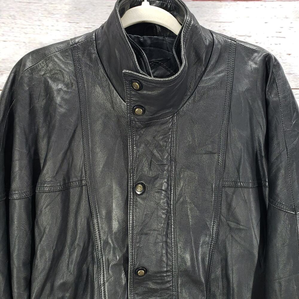 Monaco Leather Italy Men's Snap/Full Zip Lambskin Leather Jacket Size XL - Picture 2 of 16